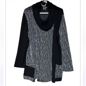Parsley & Sage Black and White Cowl Neck Sweater